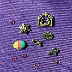 Multicolor Easter Egg & Faith Charm Set - Gold Accents for Origami lockets